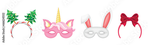 Carnival or Party Headband and Masks Vector Set