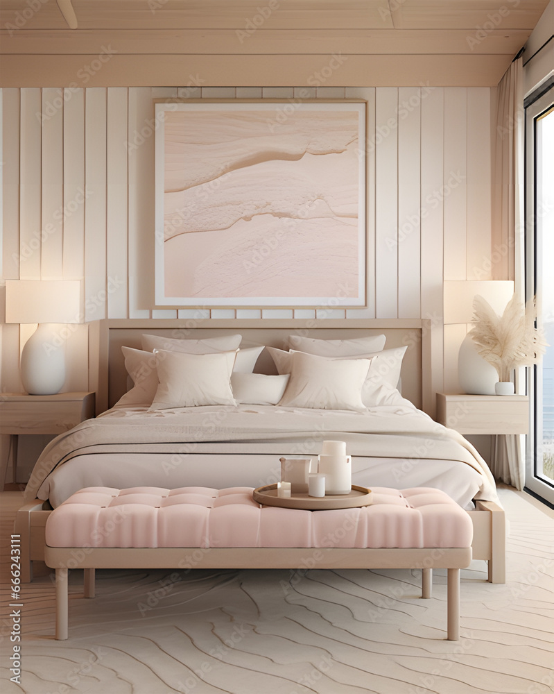 a beach house bedroom design ai generative