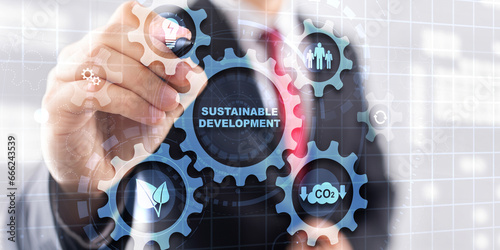 Sustainable development renewable energy and natural resources connected gears