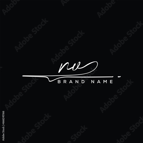 NV letter beauty handwriting vector logo. 