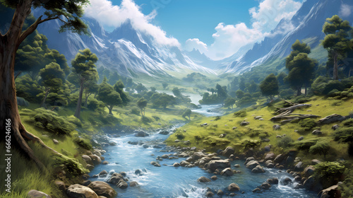 Stunning forest river landscape background