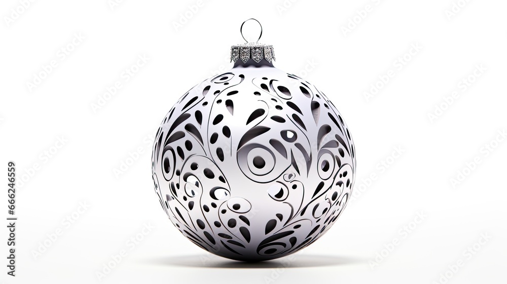 a silver Christmas ornament, meticulously designed with intricate details, inspired by the renowned artist Brandon Mably, displayed on a pristine white background. a silver Christmas ornament, meticulously designed with intricate details, inspired by the renowned artist Brandon Mably, displayed on a pristine white background.