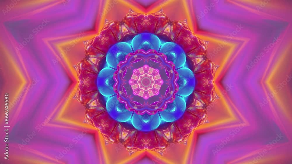 Peaceful and multicolored mandala with mesmerizing kaleidoscopic pattern.