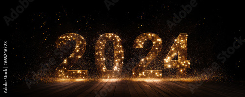 Happy New Year Celebration 2024 Golden Banner photo