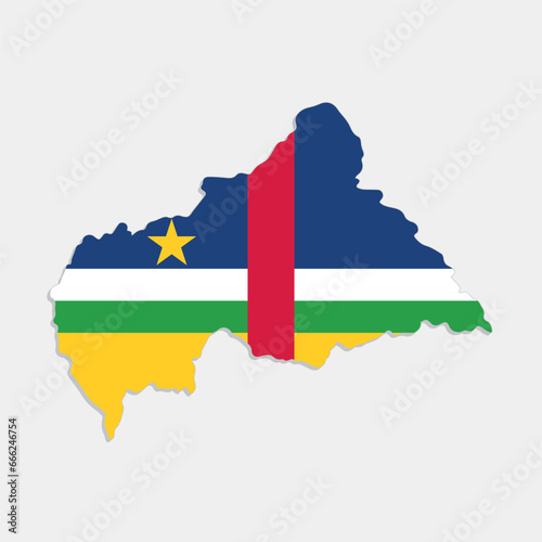 central african republic map with flag on gray background