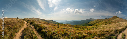 A mountain range in the Bieszczady Mountains in the area of Tarnica  Halicz and Rozsypaniec.