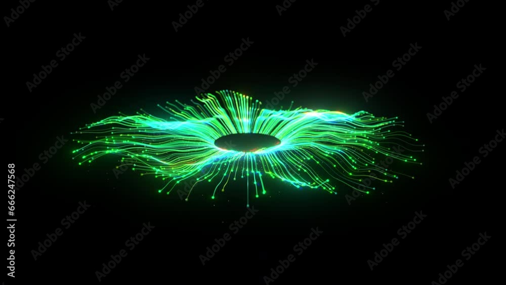 Fiber optic Global Connection network Ai line circuit technology Data Transfer abstract 5g Green background