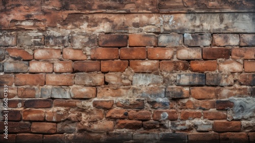 Textured Brick Wall Detail: A close-up shot highlighting the fine, textured patterns and the grungy surface of the old brick wall.