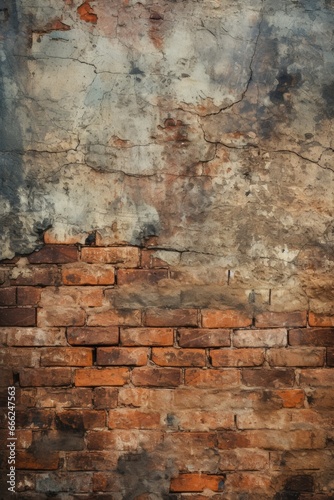 Grungy Brick Wall in Focus: A detailed image focusing on the sharp and intricate textures of the old brick wall.