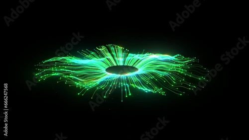 Fiber optic Global Connection network Ai line circuit technology Data Transfer abstract 5g Green background photo