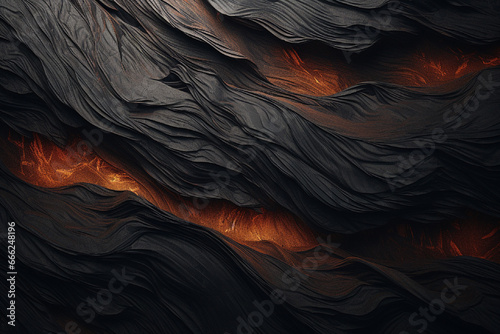 Waves of black sand in the desert. 3d render illustration
