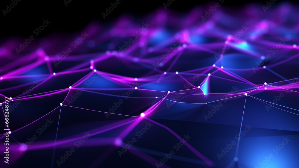  abstract background with glowing dots, lines and particles.