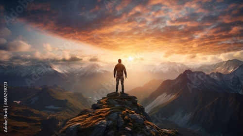 a man standing near a mountain