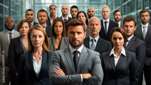 group of successful business people standing