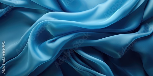 "Silk Elegance: A photograph that accentuates the textural beauty of rippled blue silk fabric."