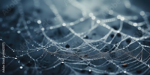 "Spiderweb Lace Texture: A photograph that captures the delicate and lace-like appearance of a spiderweb."