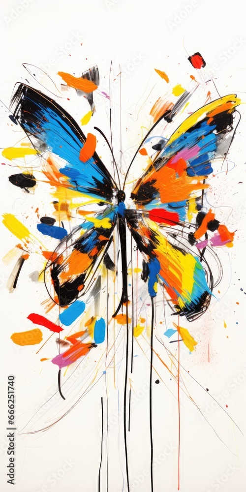 butterfly Machaon Abstract modern art painting collage canvas expression illustration artwork
