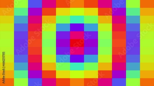 Gradient rainbow circle 8bit animation, seamless looping 4k video animation set.