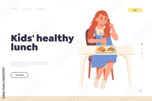 Kids healthy lunch program balanced children nutrition landing page design website template