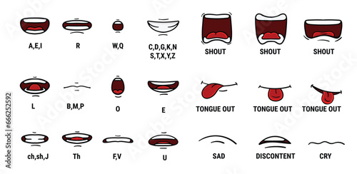 cartoon character talking mouth and lips expressions vector animations	
