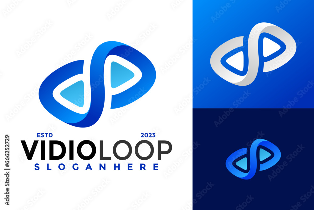 Play Button Infinity Logo design vector symbol icon illustration Play Button Infinity Logo design vector symbol icon illustration