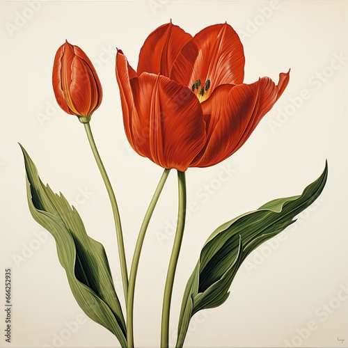 tulip detailed watercolor painting fruit vegetable clipart botanical realistic illustration #666252935