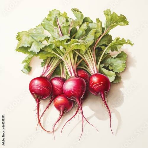 radish detailed watercolor painting fruit vegetable clipart botanical realistic illustration
