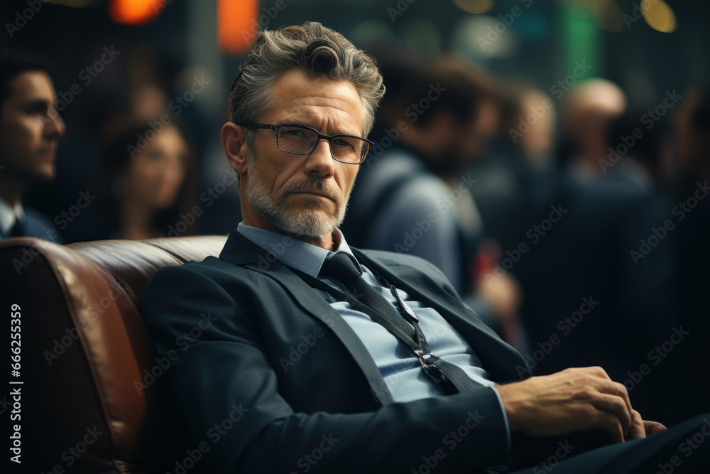 Fototapeta premium A mediator listening attentively to each party, creating an empathetic and open environment. Generative Ai.