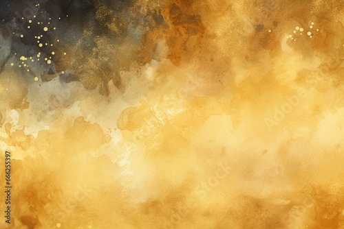 Yellow and gold textured watercolor galaxy and space background. Generative AI