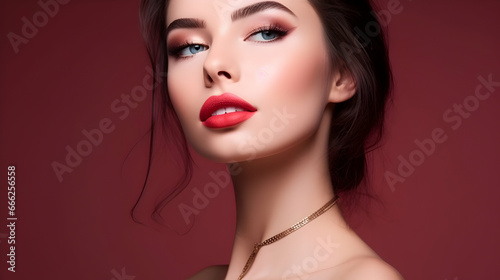 Photo beauty woman healthy skin concept natural makeup beautiful model girl face