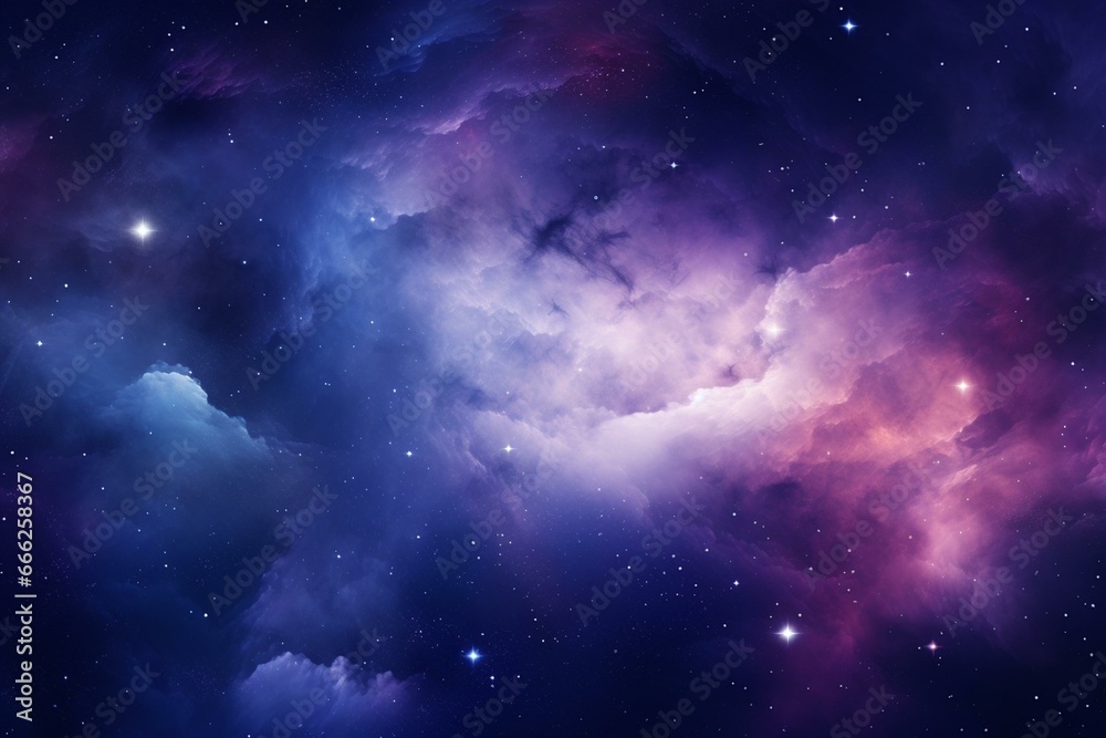 Night sky web banner featuring nebula, stars, and abstract imagery. Generative AI