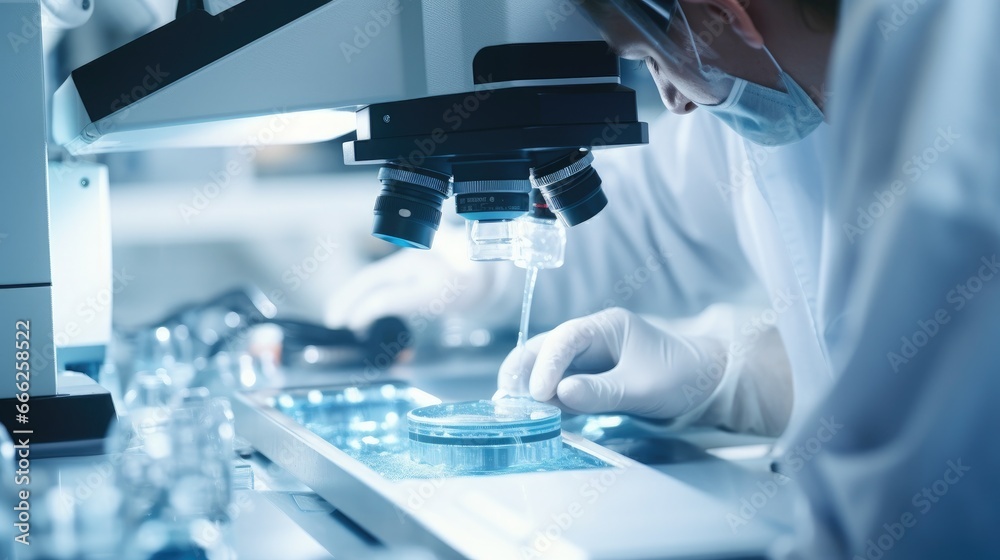 A scientist works with test tubes in a laboratory. Chemical and biological investigations in the laboratory A scientist works with test tubes in a laboratory. Chemical and biological investigations in the laboratory