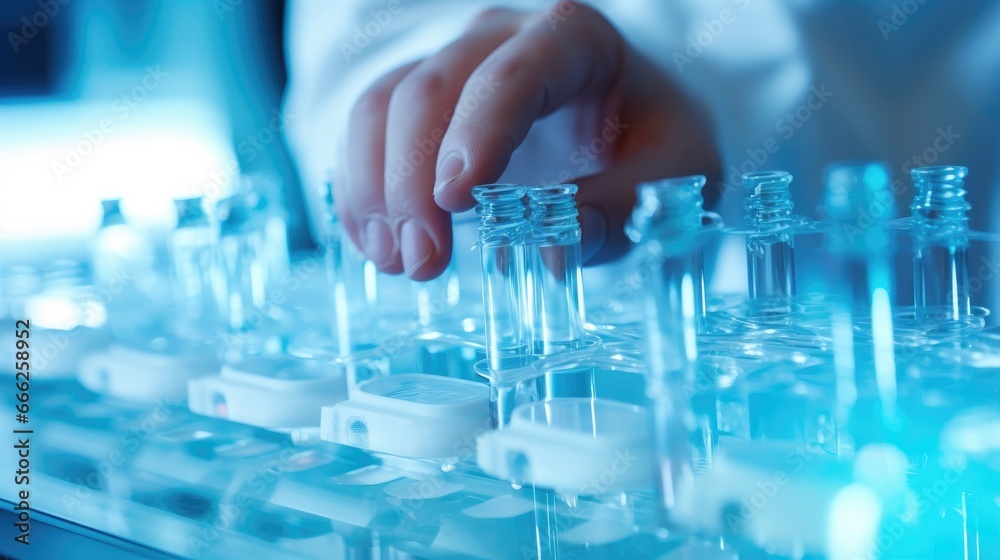 A scientist works with test tubes in a laboratory. Chemical and biological investigations in the laboratory A scientist works with test tubes in a laboratory. Chemical and biological investigations in the laboratory