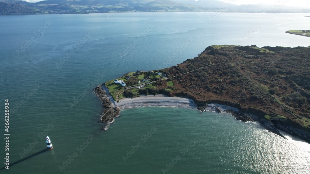 Aerial view of Penmon Point, Anglesey, Wales