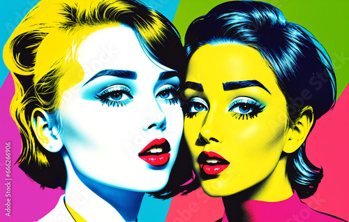 Beautiful young woman face in pop art style.