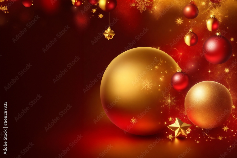 beautiful red background with gold christmas elements with space for text beautiful red background with gold christmas elements with space for text