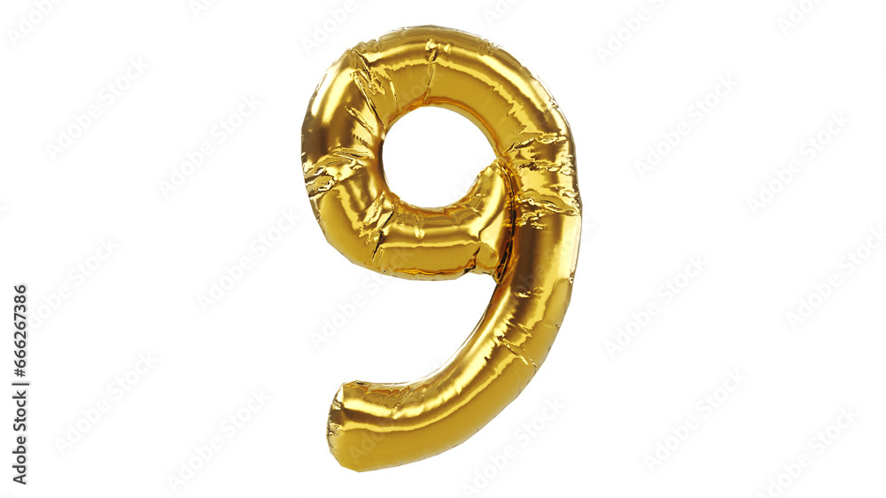 3D render of Greeting celebration nine years birthday. number nine - 9 balloon font 3D render of Greeting celebration nine years birthday. number nine - 9 balloon font