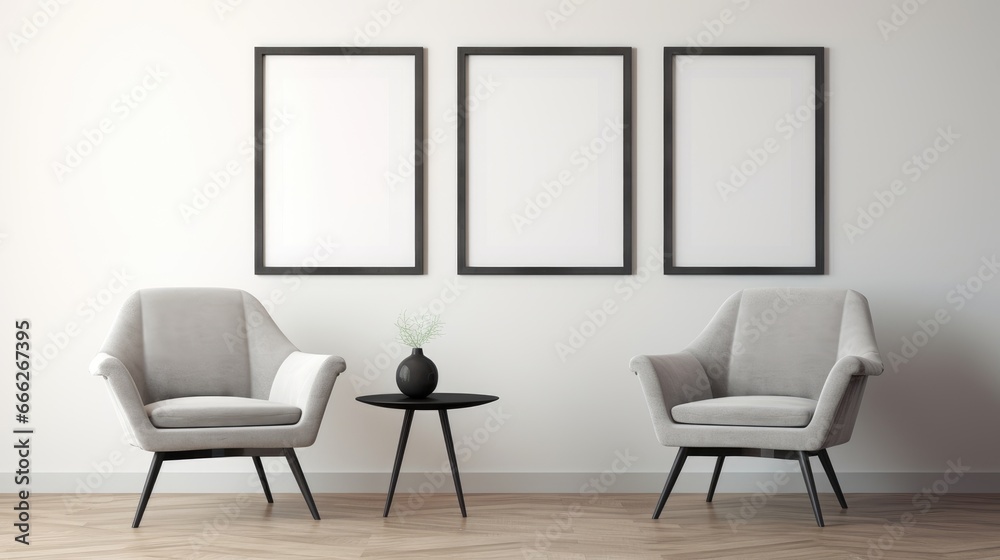 three Blank empty frame poster mockup portfolio living room presentation furniture living room three Blank empty frame poster mockup portfolio living room presentation furniture living room