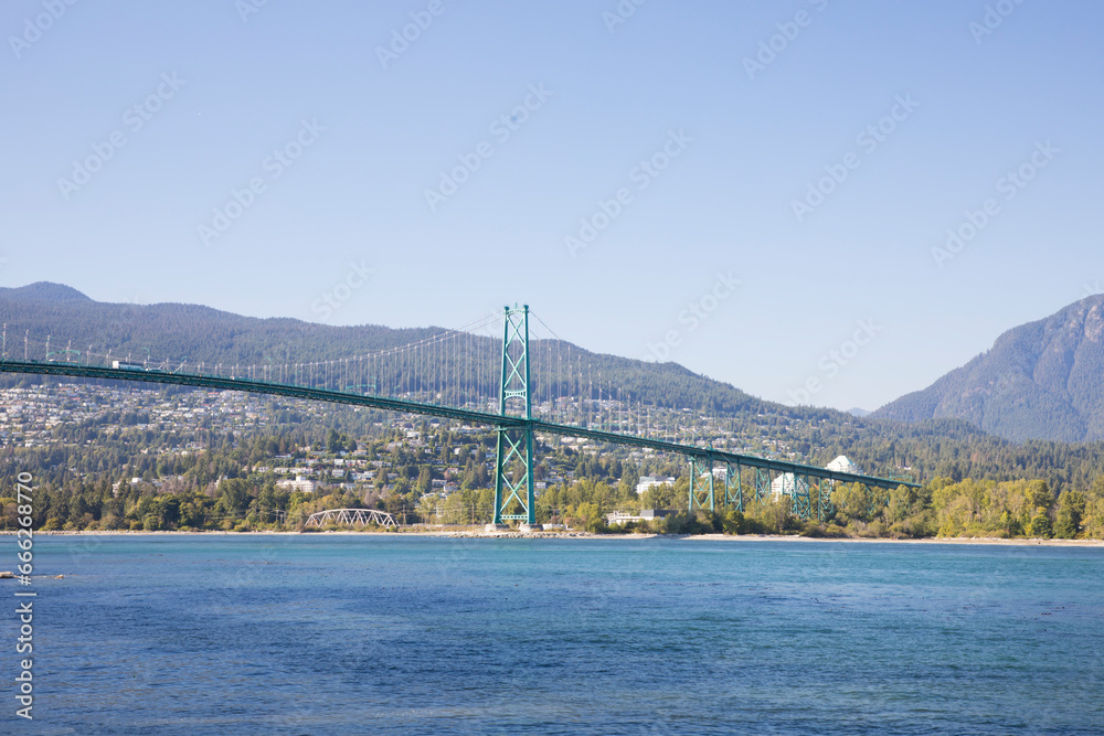 Beautiful view of the Lions Gate Bridge in Vancouver, Canada