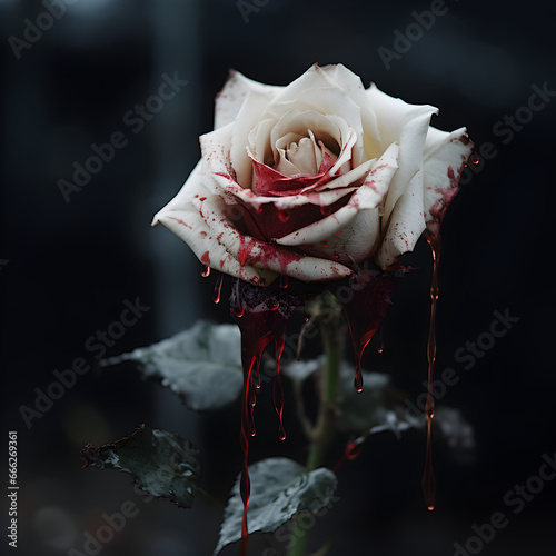 Bleeding white rose © PixelHD