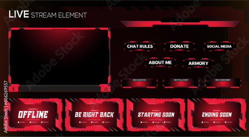 Red neon abstract Cyberpunk Gradient Live Stream Gaming element design