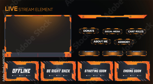 Orange abstract Cyberpunk Gradient Live Stream Gaming element design