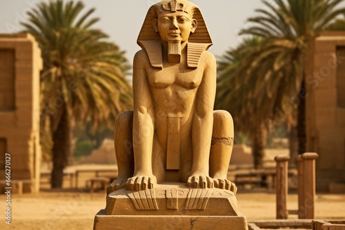 Iconic ancient sculpture and architectural marvel in Egypt. Generative AI
