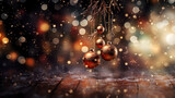 Chrismas background, ornaments and christmas tree