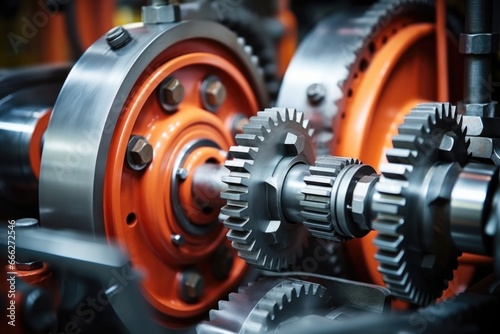 A close up of gears on a machine.
