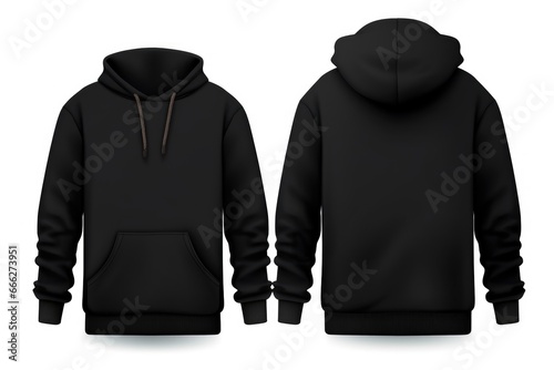 Blank black hoodie template mockup front and back