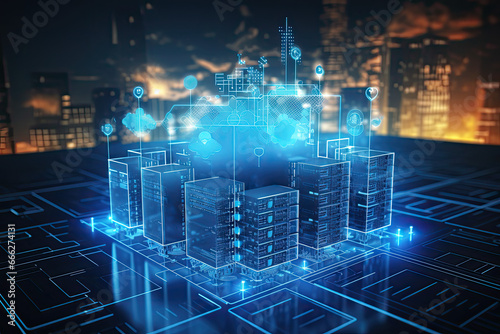 Cloud computing and network security concept