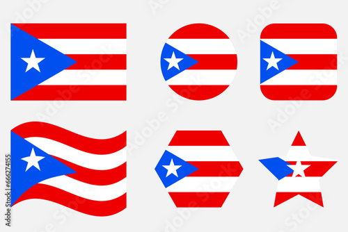 Puerto Rico flag simple illustration for independence day or election