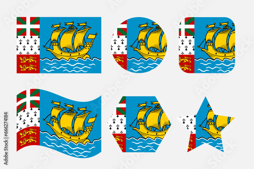Saint Pierre and Miquelon flag simple illustration for independence day or election