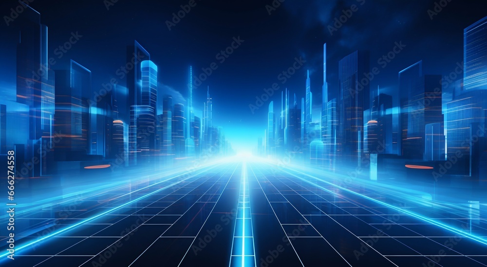 Futuristic Bright Blue Business Backdrop. Generative ai Futuristic Bright Blue Business Backdrop. Generative ai